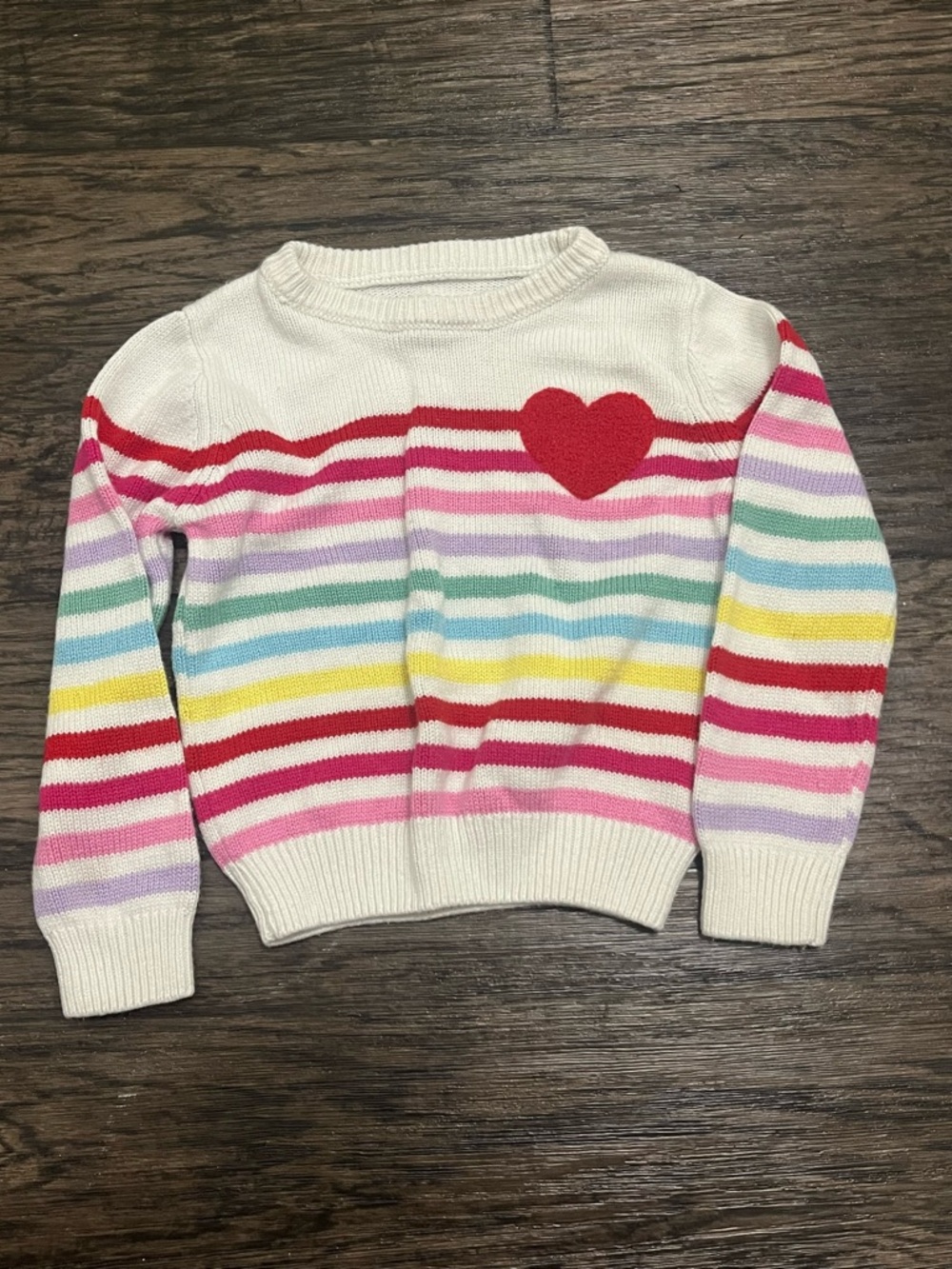 Play by Little Sleepies Cream Stripe Sweater with Red Heart
